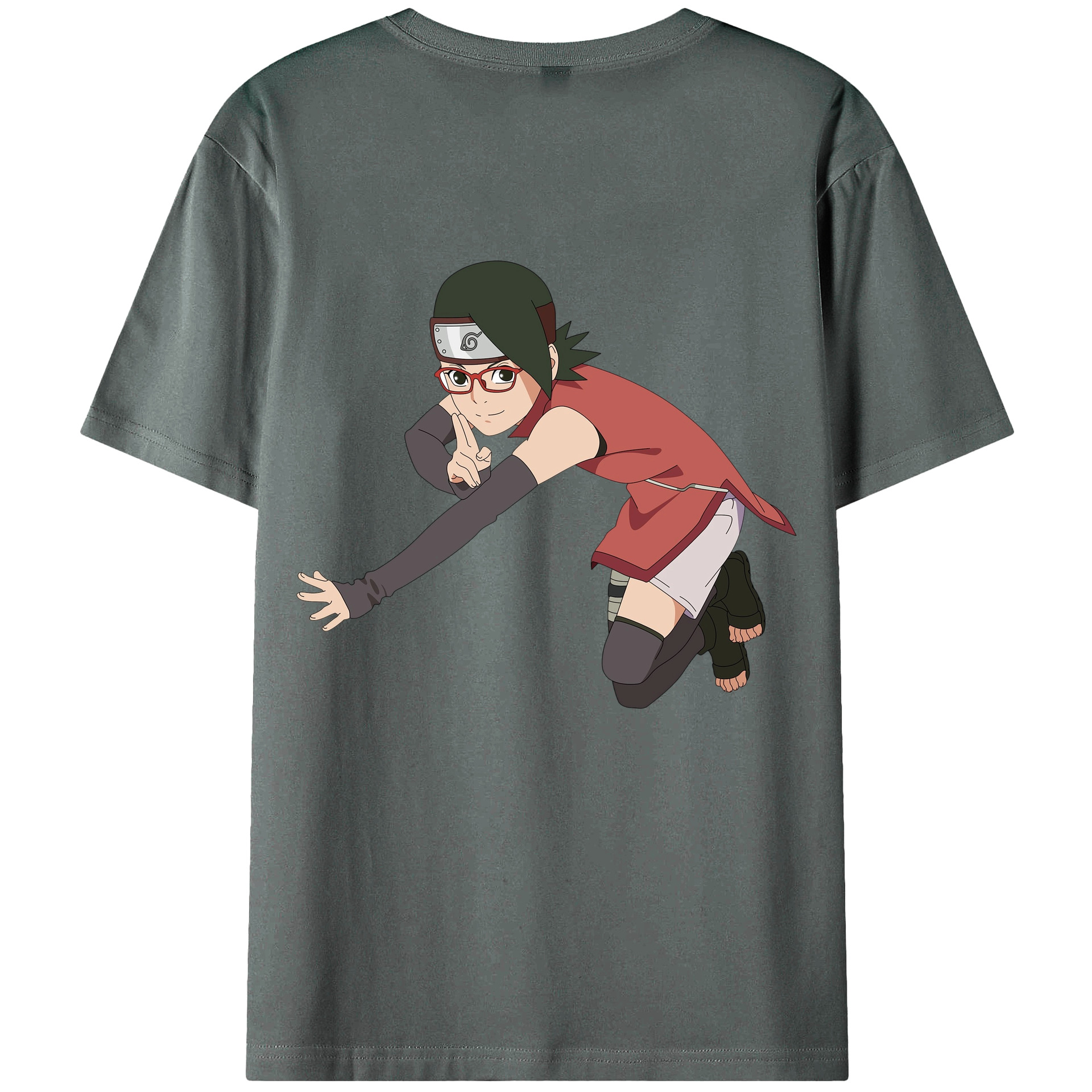 （画像用） NARUTO -ナルト- うちは サラダ Uchiha Sarada 綿100％ メンズ半袖Tシャツ（バックプリント） 通気性